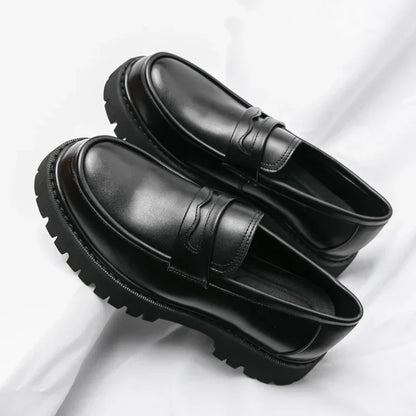 Men's Brown Loafers | Classic High Sole Business Shoes 1