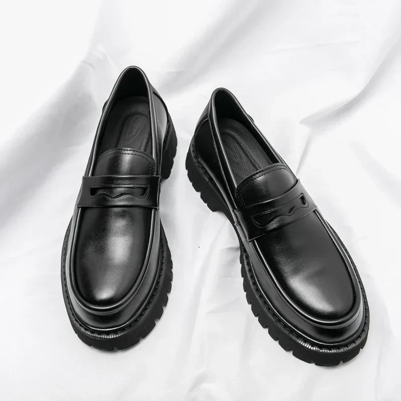 Men's Brown Loafers | Classic High Sole Business Shoes 2