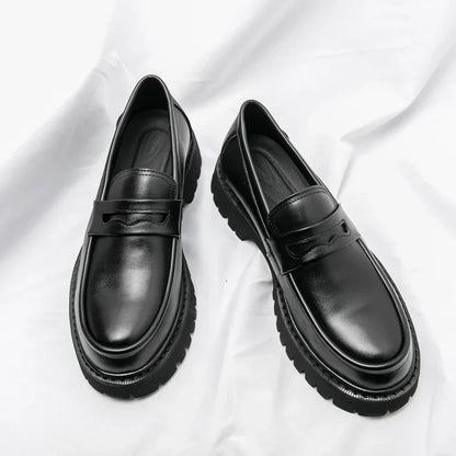 Men's Brown Loafers | Classic High Sole Business Shoes 2