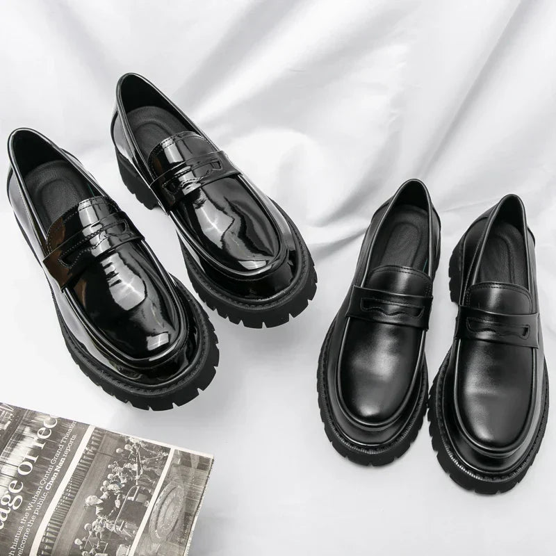 Men's Brown Loafers | Classic High Sole Business Shoes 3