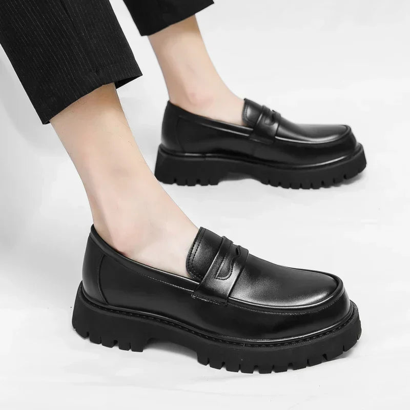 Men's Brown Loafers | Classic High Sole Business Shoes 5