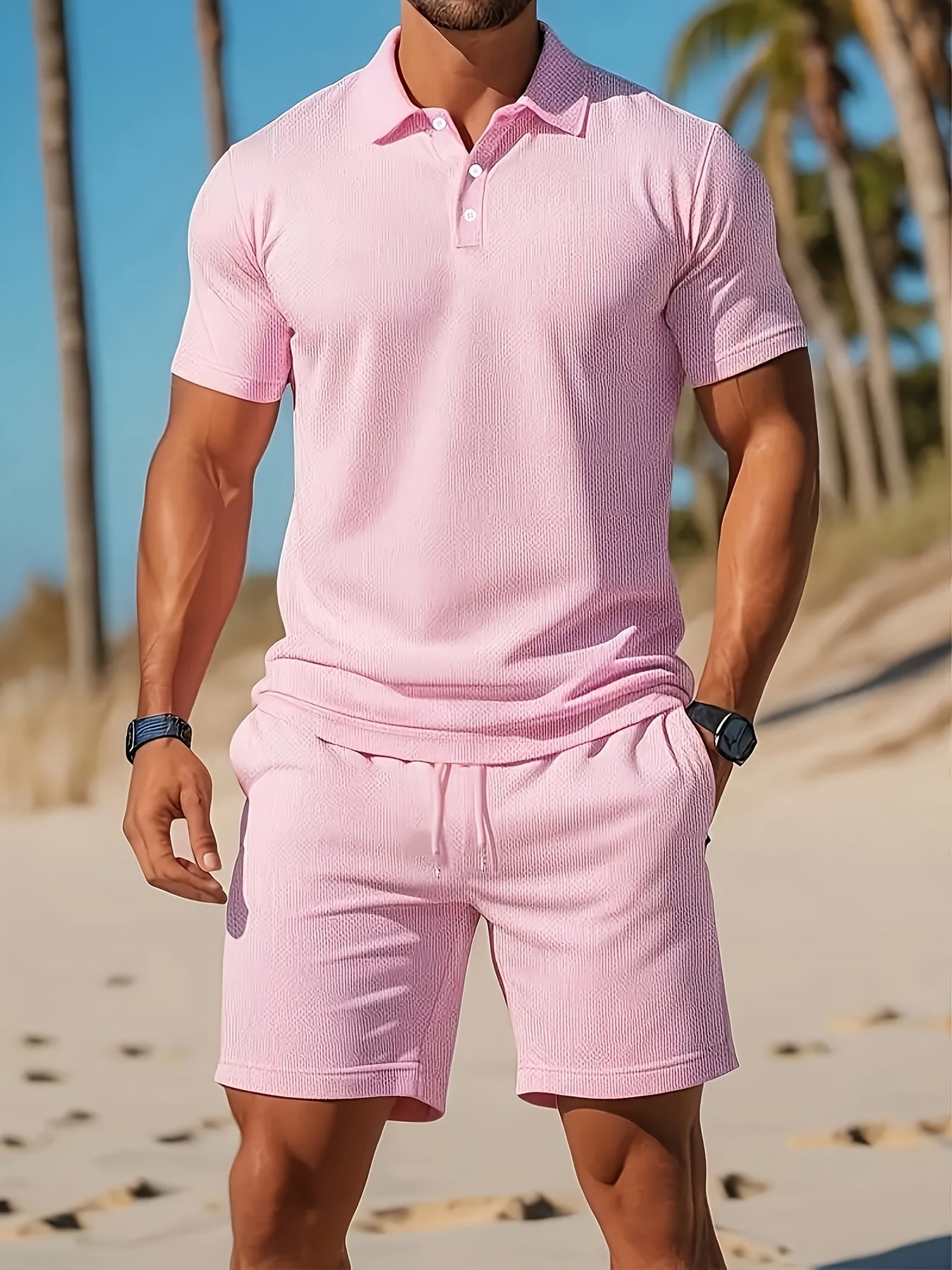 Men's Casual Polo Shirt and Shorts Set | Summer Outfit 3