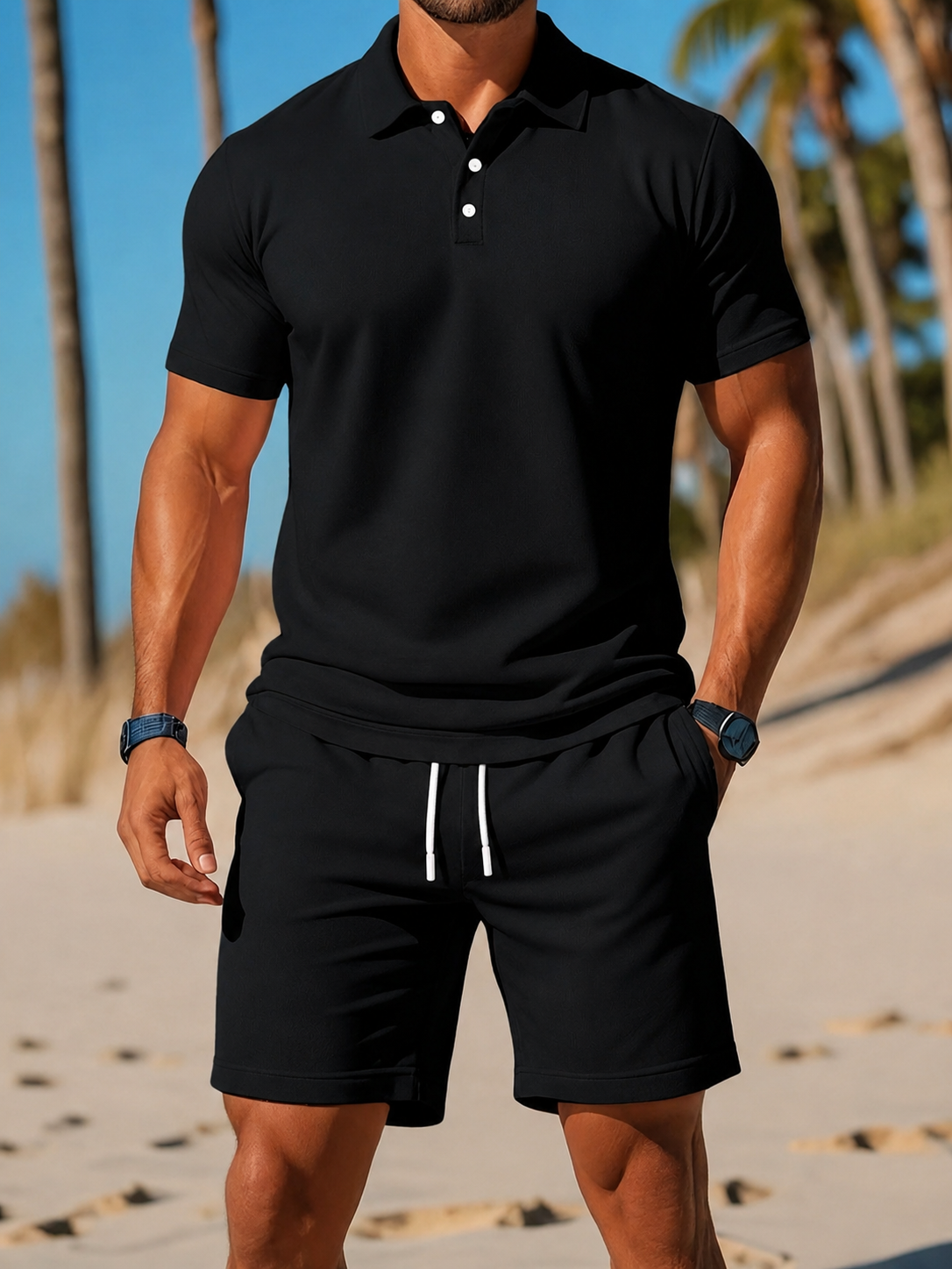 Men's Casual Polo Shirt and Shorts Set | Summer Outfit 6