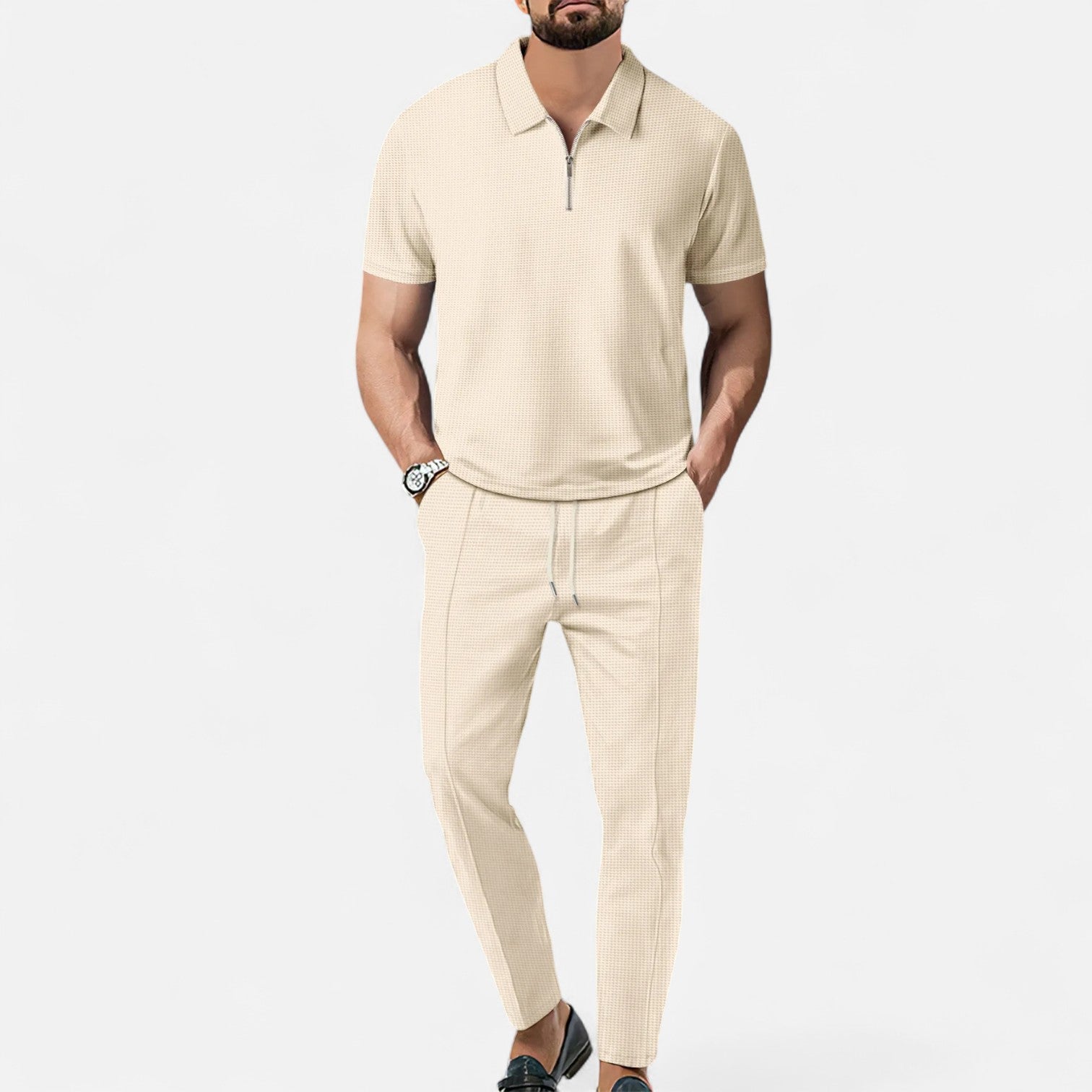 Men's Casual Polo Shirt and Trouser Set | Soft Breathable Outfit 4