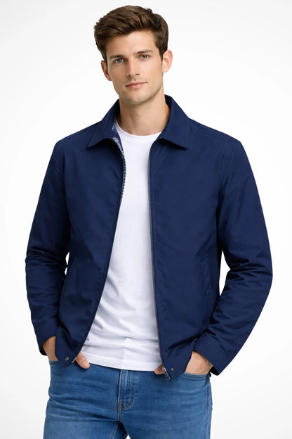 Men's Classic Harrington Jacket Structured Zip-Up Outerwear 0