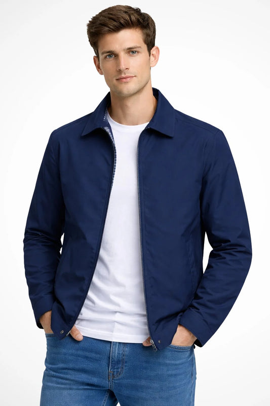 Men's Classic Harrington Jacket Structured Zip-Up Outerwear 0