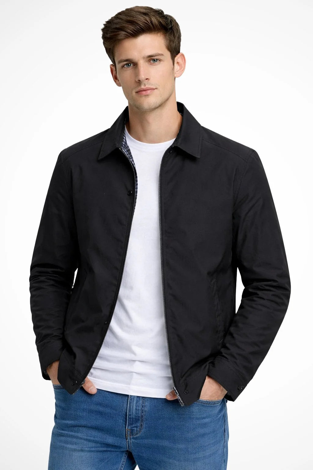 Men's Classic Harrington Jacket Structured Zip-Up Outerwear 1