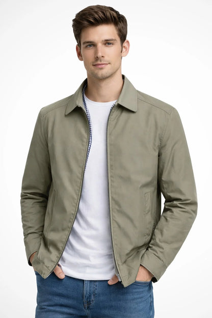 Men's Classic Harrington Jacket Structured Zip-Up Outerwear 2