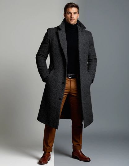 Men's Classic Wool Overcoat Tailored Fit Warm 0
