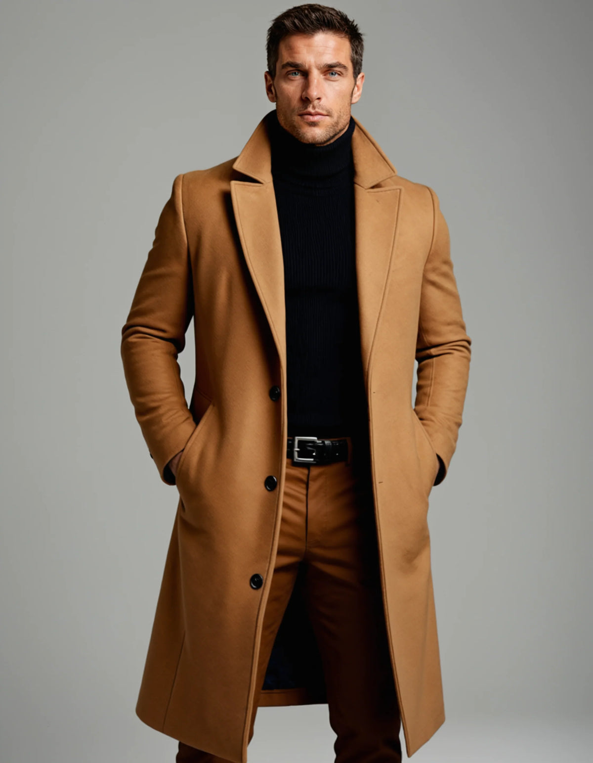 Men's Classic Wool Overcoat Tailored Fit Warm 2
