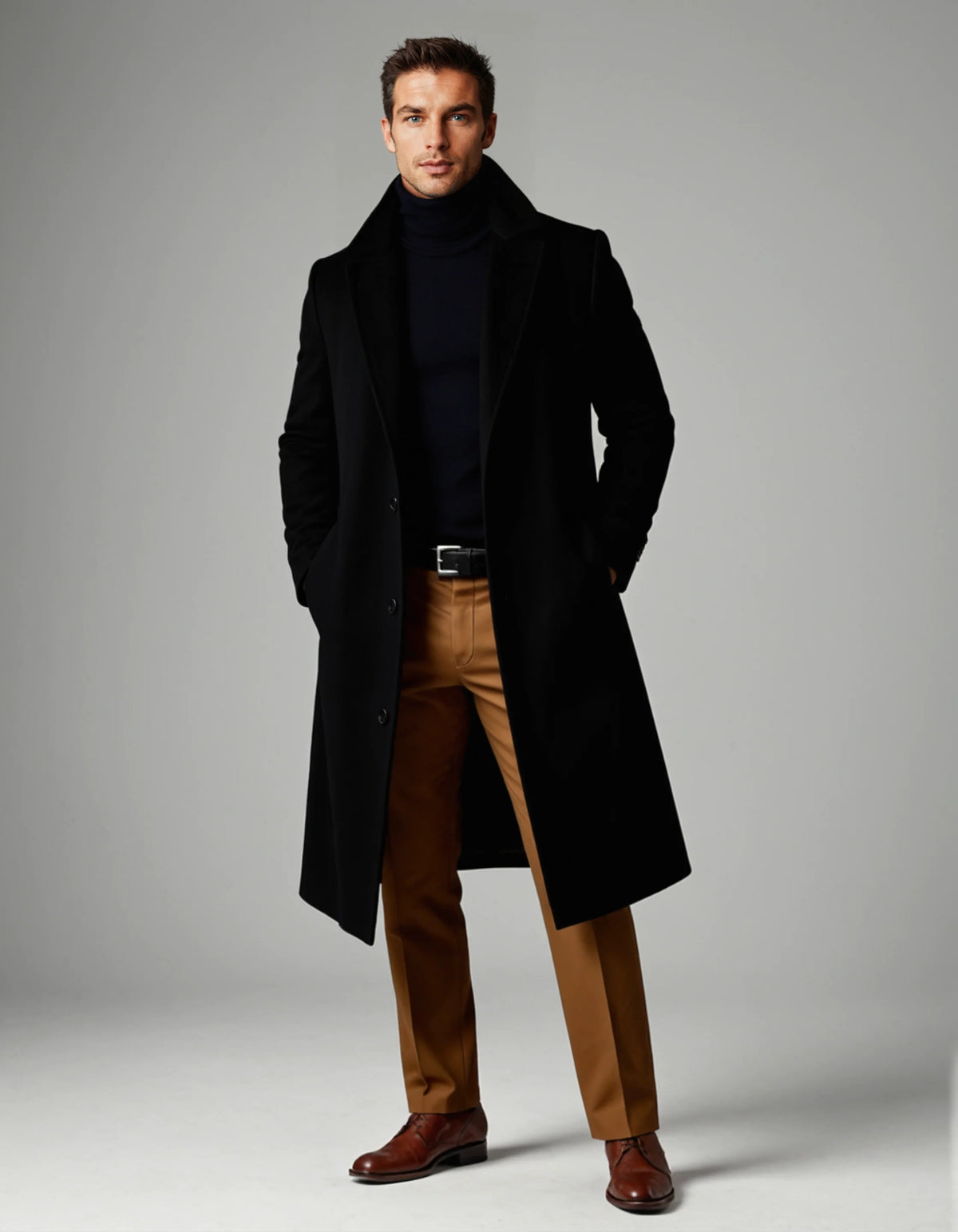 Men's Classic Wool Overcoat Tailored Fit Warm 6