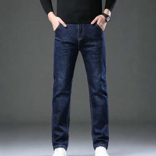 Men's Dark Wash Straight Leg Stretch Jeans | Casual Pants 0