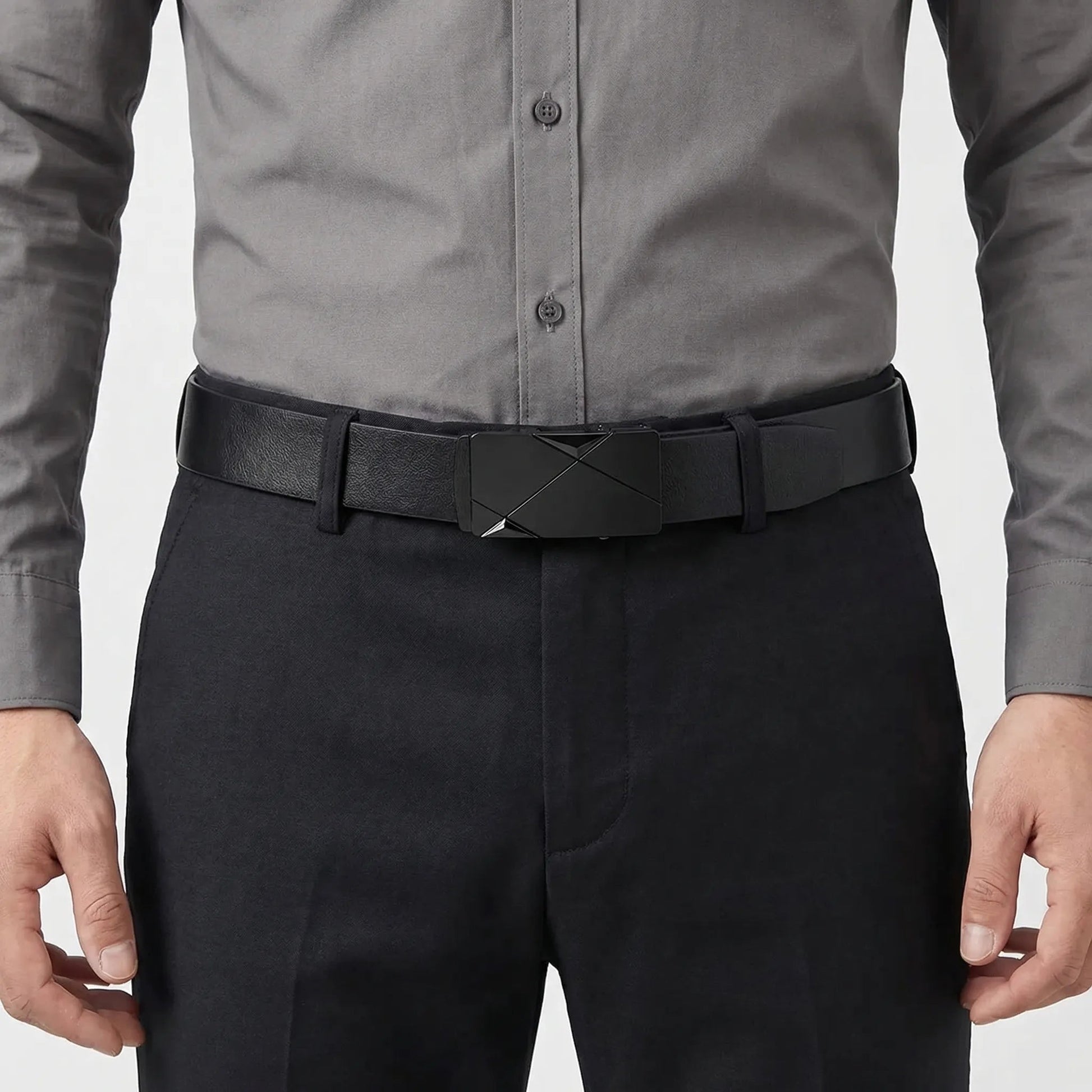 Men's Leather Belt with Automatic Buckle | Modern Adjustable Style 0