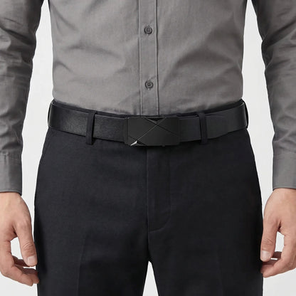 Men's Leather Belt with Automatic Buckle | Modern Adjustable Style 0