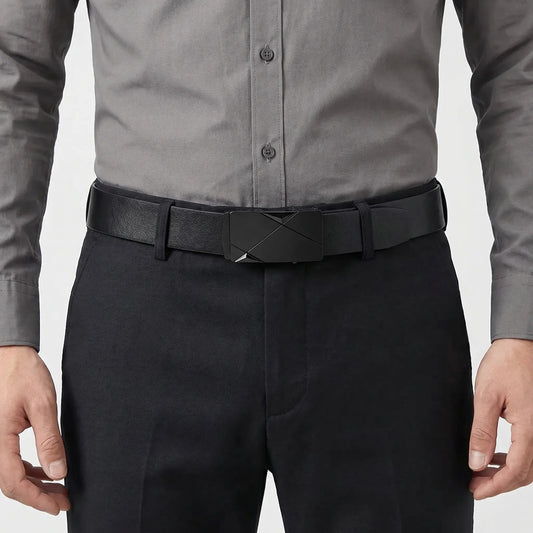 Men's Leather Belt with Automatic Buckle | Modern Adjustable Style 0