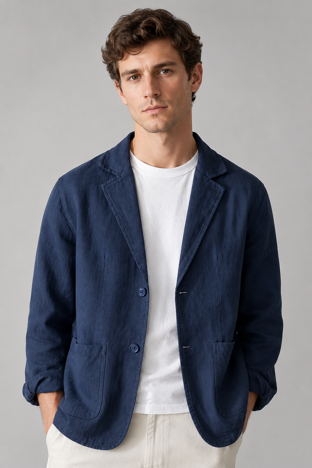 Men's Lightweight Linen Blend Casual Jacket | Smart Casual Blazer 1