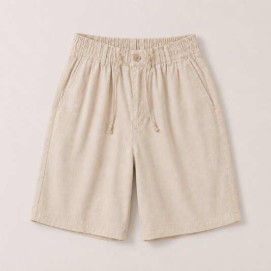 Men's Linen Blend Drawstring Shorts | Casual Summer Wear 0