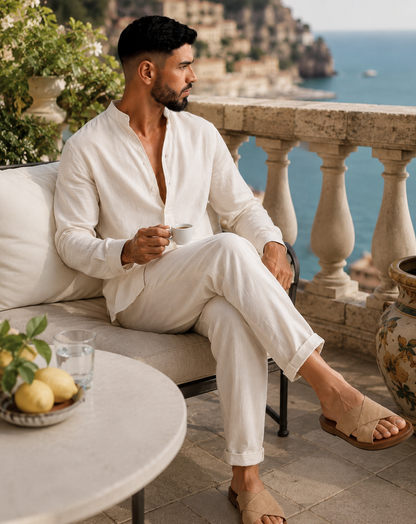 Men's Linen Loungewear Set | Breathable Casual Two-Piece 3