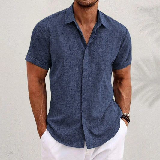 Men's Linen Short Sleeve Shirt | Lightweight Casual Wear 0