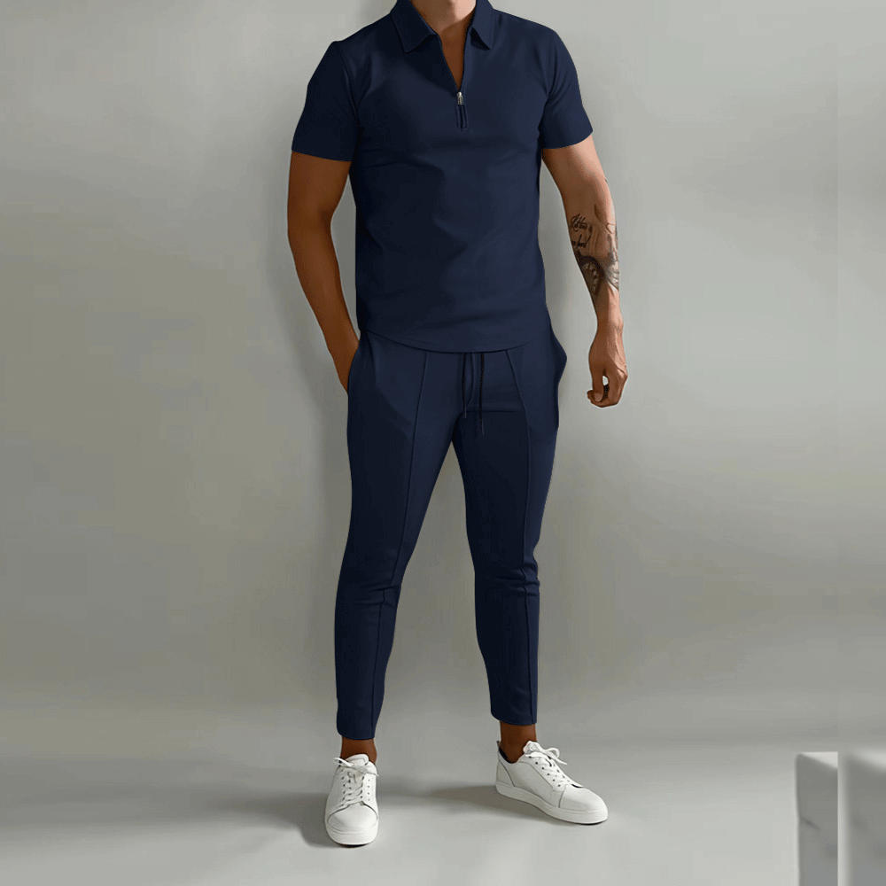 Men's Polo Shirt and Trousers Set | Business Casual Outfit 0