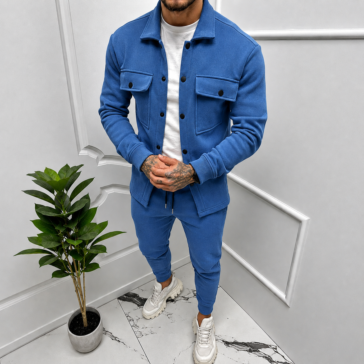Men's Polyester Tracksuit Set | Casual Sporty Two-Piece 4