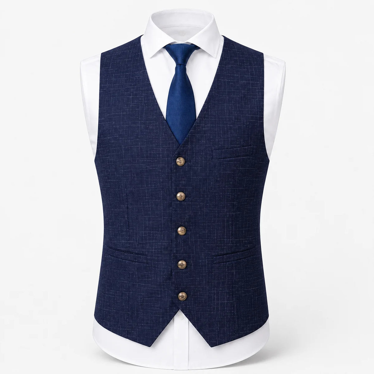 Men's Slim Fit Tweed Waistcoat | Tailored Formal Layer 0