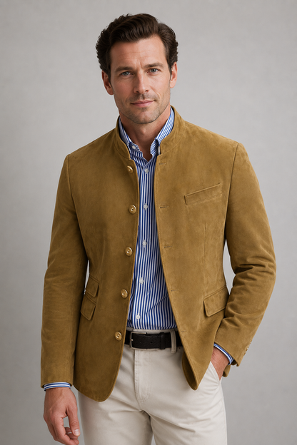Men's Suede Zip-Up Jacket | Casual Outerwear for Men 1