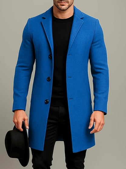 Men's Tweed Overcoat Mid-Length Single-Breasted 5