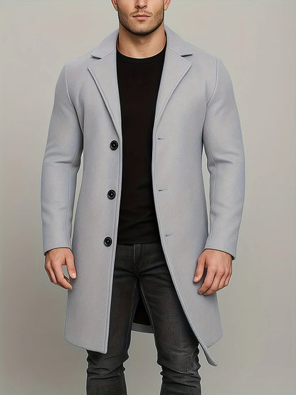 Men's Tweed Overcoat Mid-Length Single-Breasted 6
