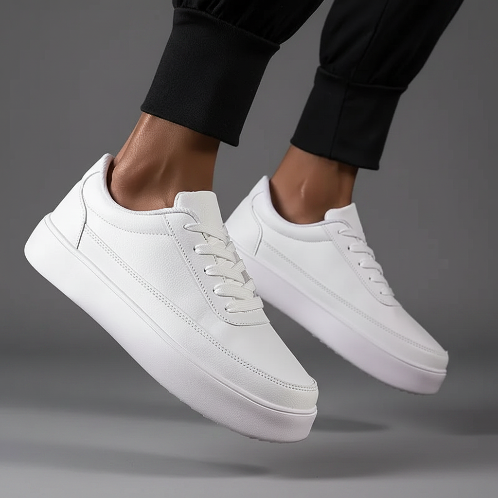 Men's White Platform Sneakers | Casual Mens Trainers 1