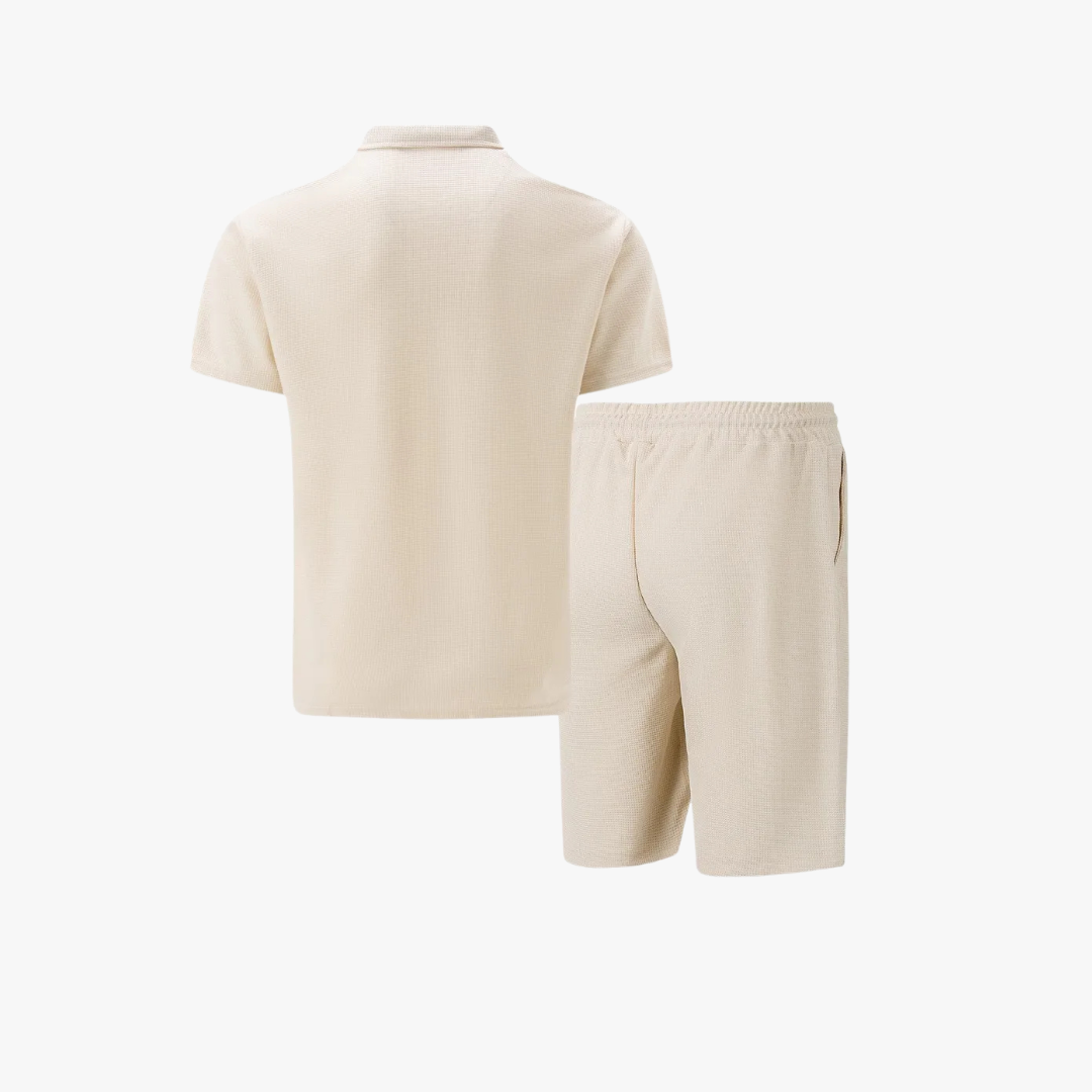 Men's Zip-Up Polo Shirt and Drawstring Shorts Set | Polo Shirts 3