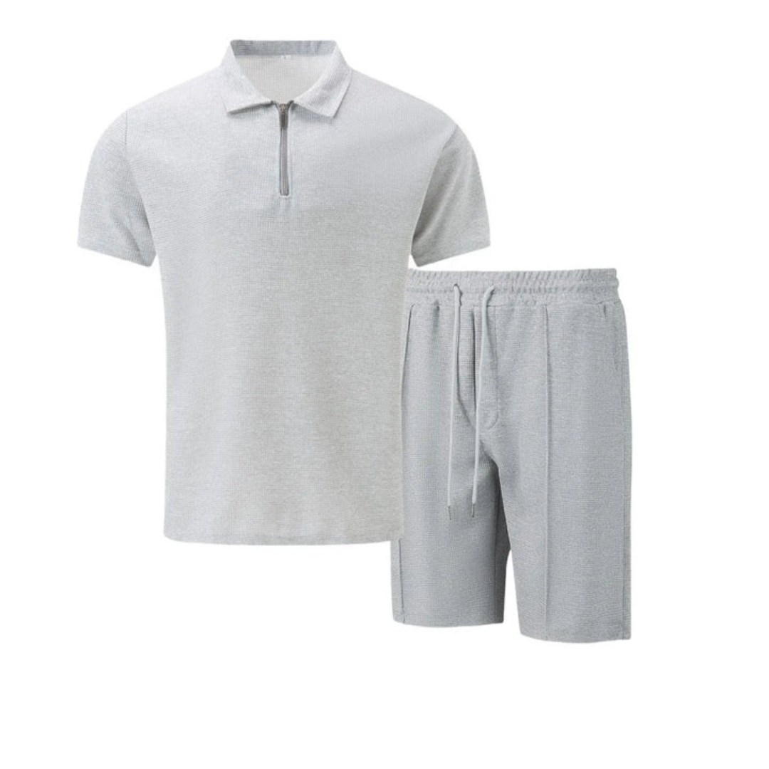 Men's Zip-Up Polo Shirt and Drawstring Shorts Set | Polo Shirts 8