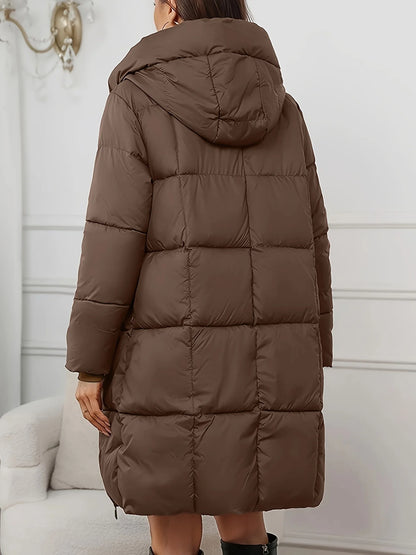 Miriam | Women's Long Black Puffer Coat with Hood 1