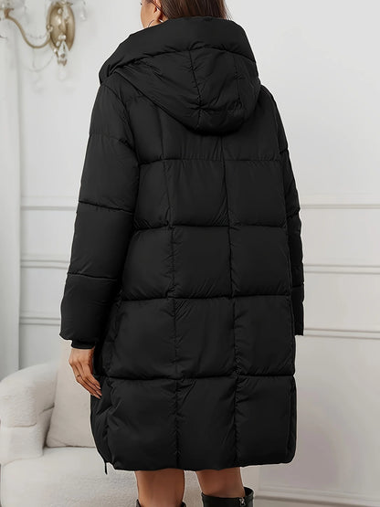 Miriam | Women's Long Black Puffer Coat with Hood 6