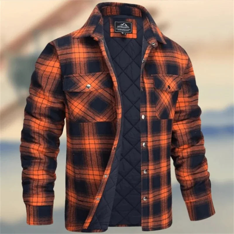 Motorcycle Jacket Plaid Long Sleeve Warm Outerwear 1