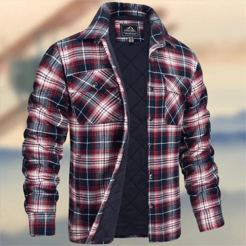 Motorcycle Jacket Plaid Long Sleeve Warm Outerwear 2