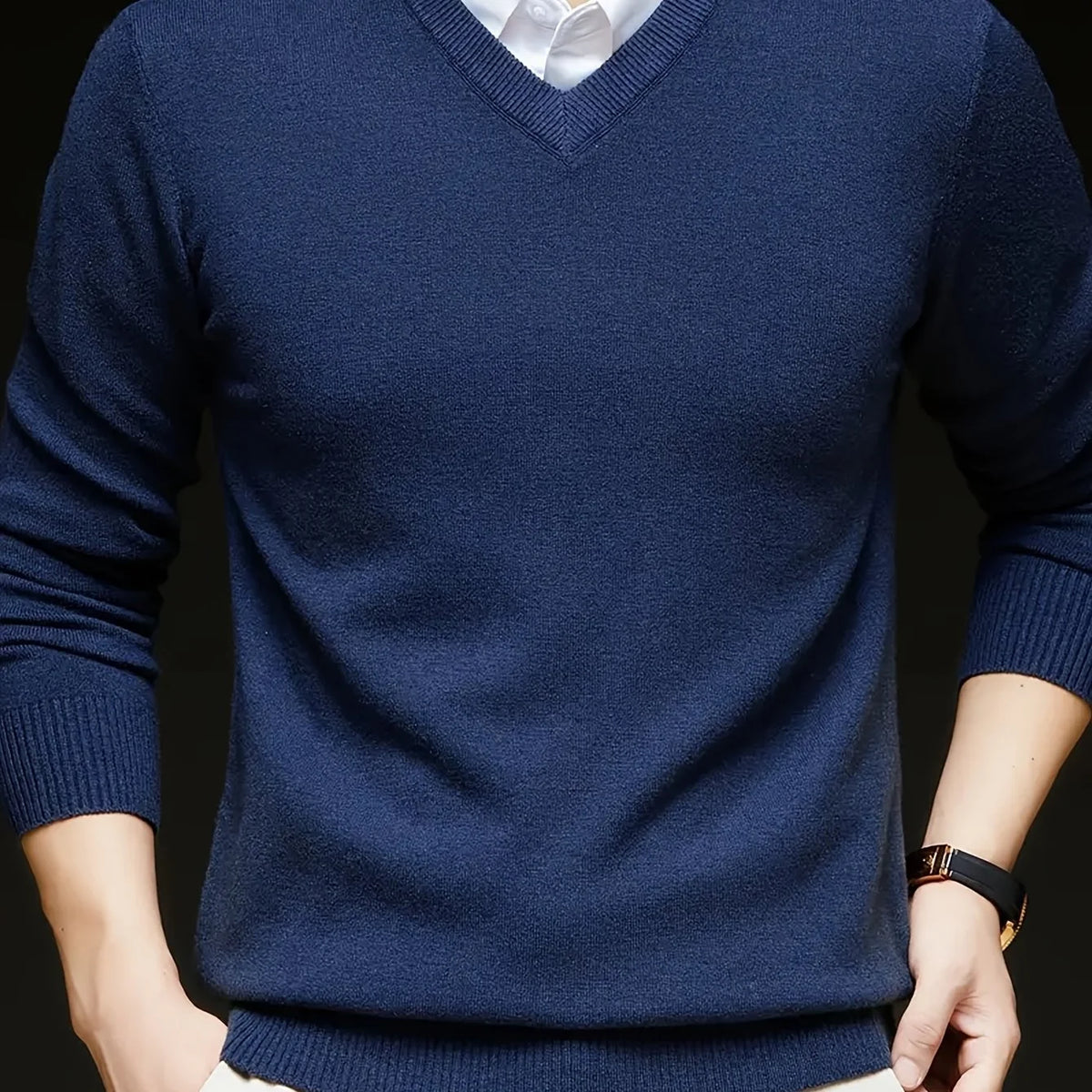 Nigel | Men's V-Neck Jumper Tailored Fit in Soft Knit 0
