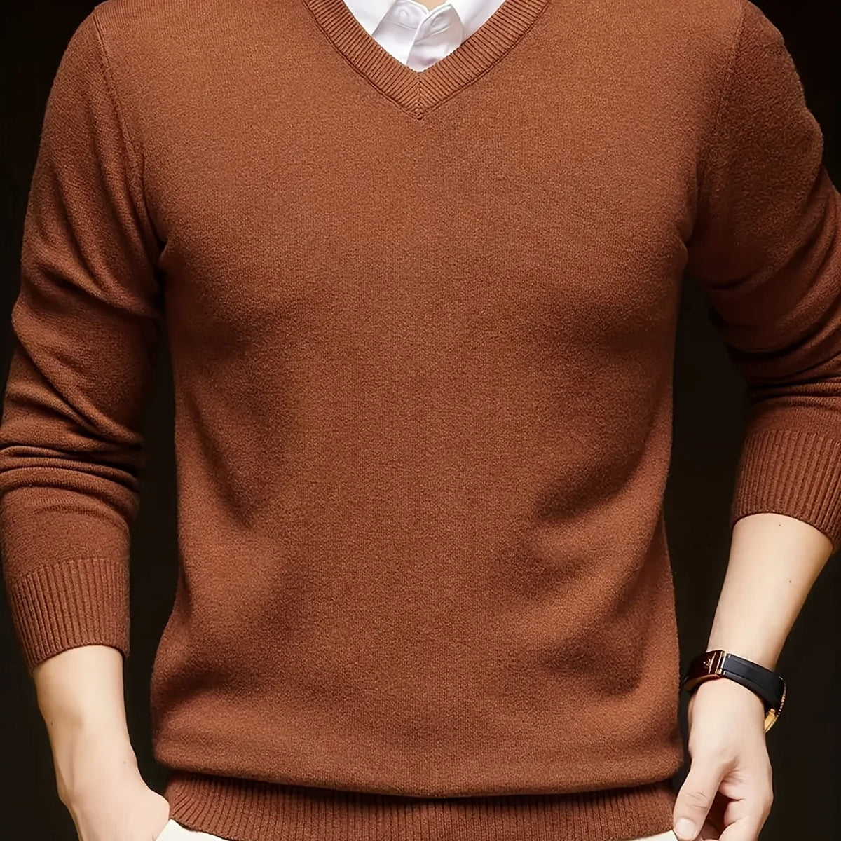 Nigel | Men's V-Neck Jumper Tailored Fit in Soft Knit 10