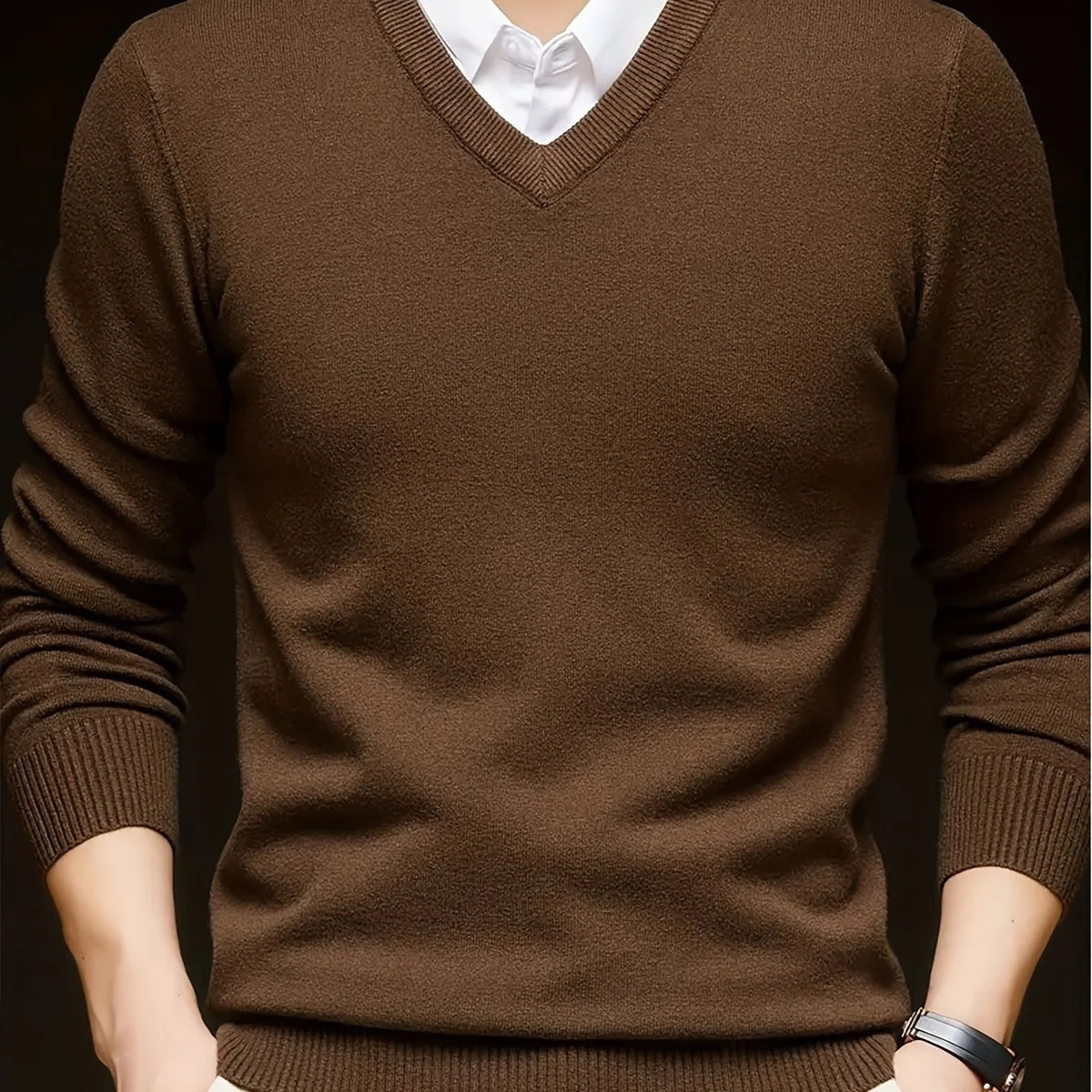 Nigel | Men's V-Neck Jumper Tailored Fit in Soft Knit 11