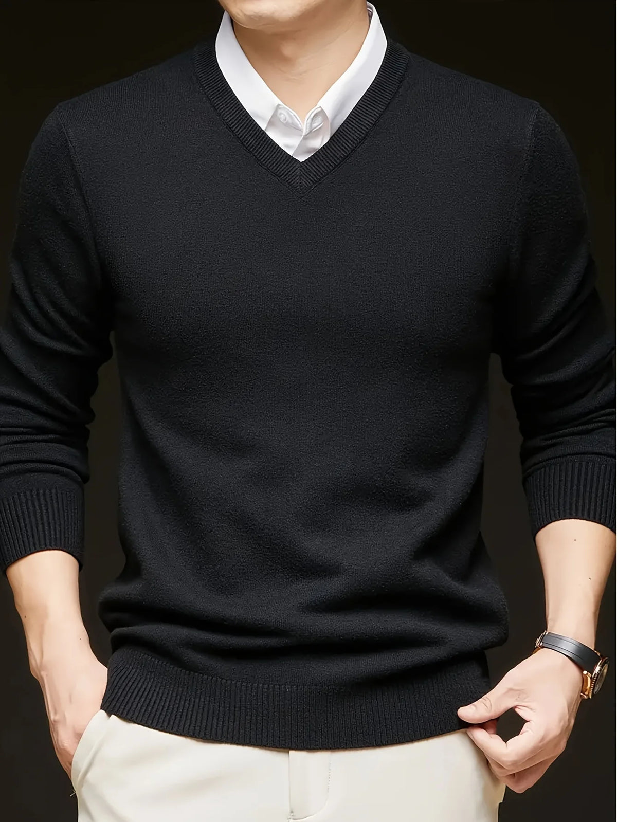 Nigel | Men's V-Neck Jumper Tailored Fit in Soft Knit 6