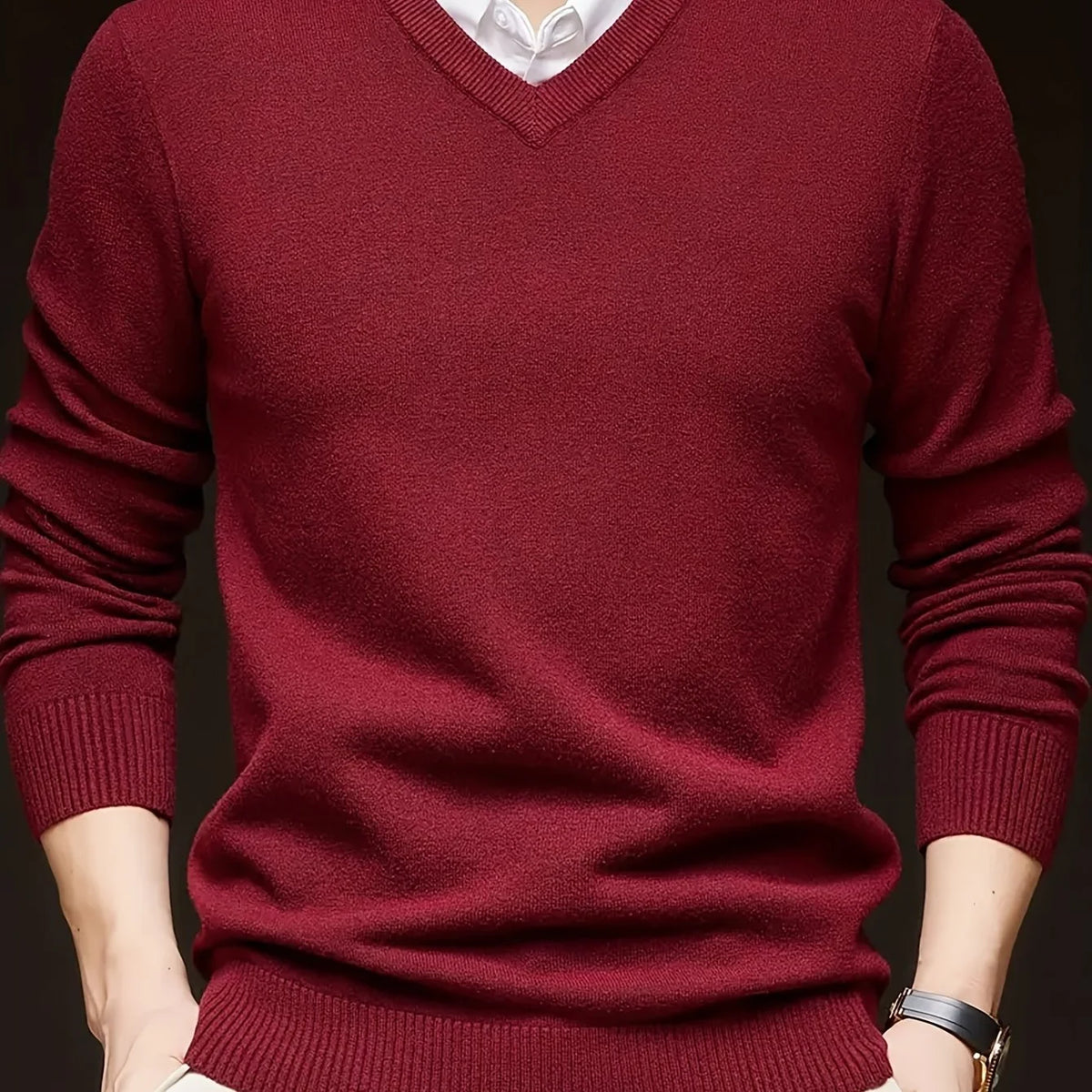 Nigel | Men's V-Neck Jumper Tailored Fit in Soft Knit 9