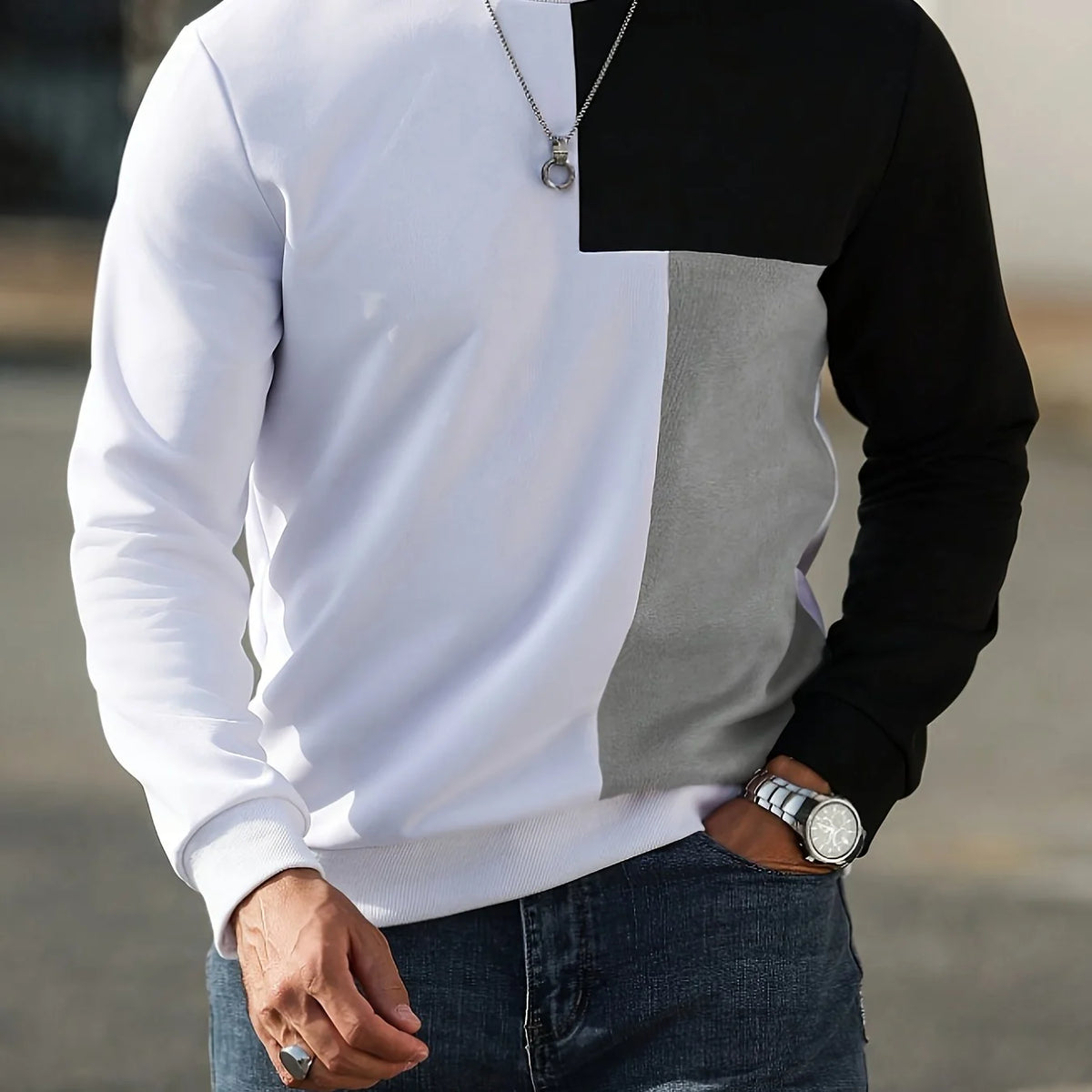 Oliver | Colour-Block Pullover Sweatshirt Casual Wear 7