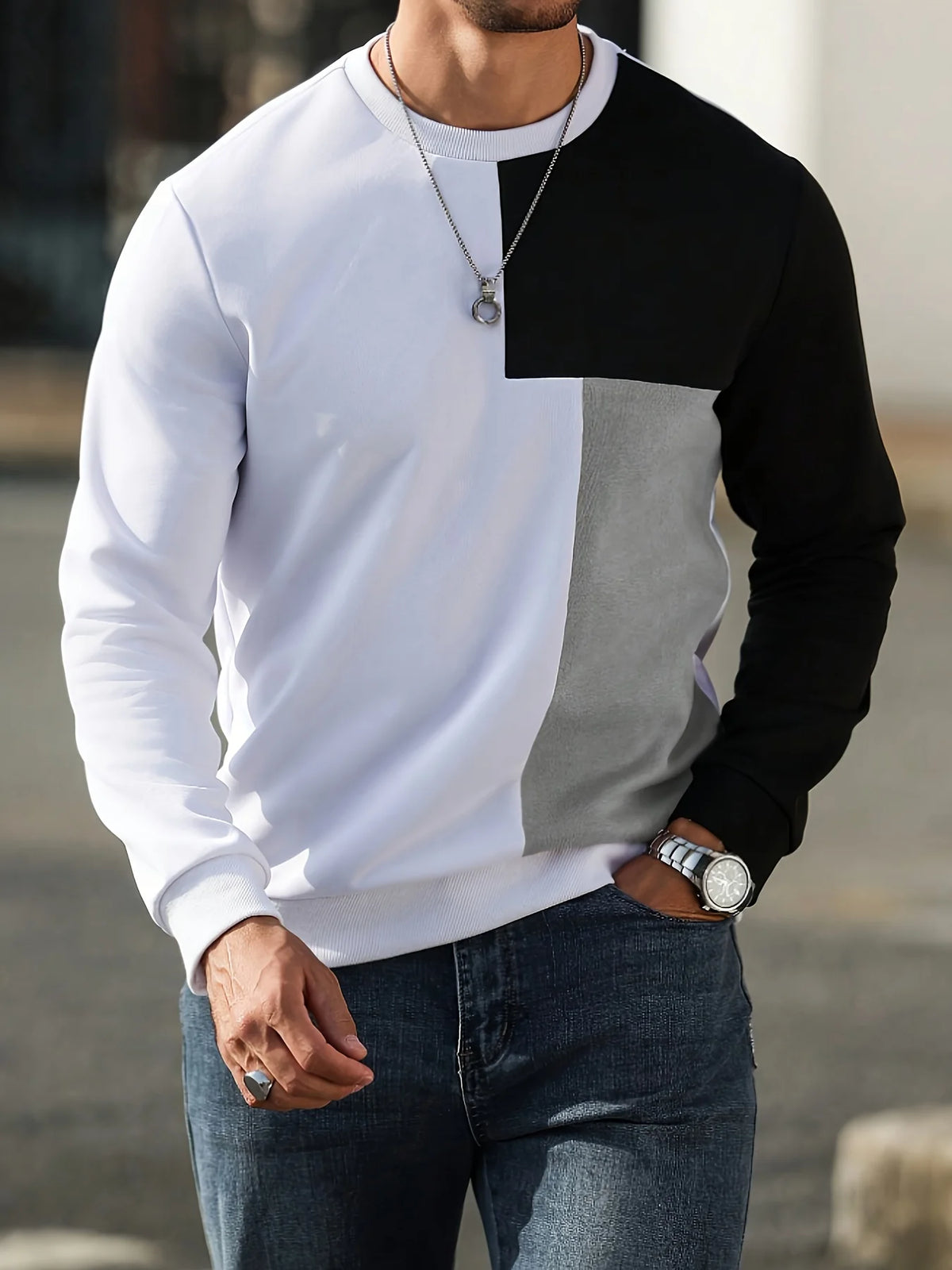 Oliver | Colour-Block Pullover Sweatshirt Casual Wear 8