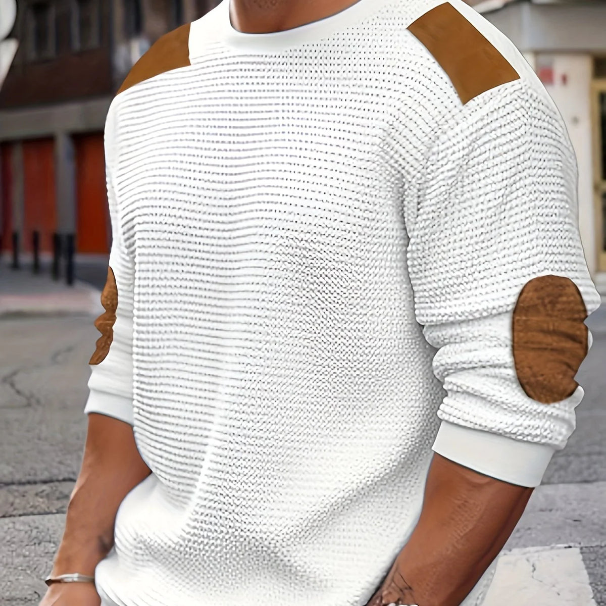 Oliver | Waffle-Knit Jumper with Elbow Patches 0