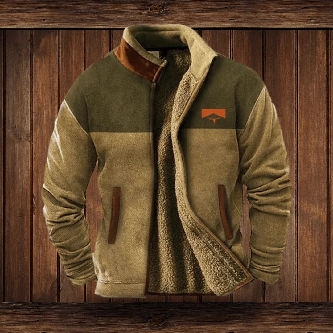 Outdoor Fleece Jacket Colorblock with Hood and Pockets 1
