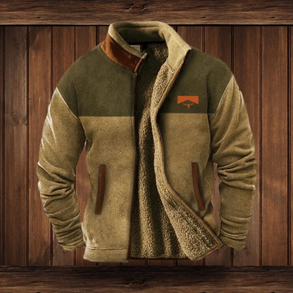 Outdoor Fleece Jacket Colorblock with Hood and Pockets 1