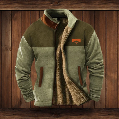 Outdoor Fleece Jacket Colorblock with Hood and Pockets 2