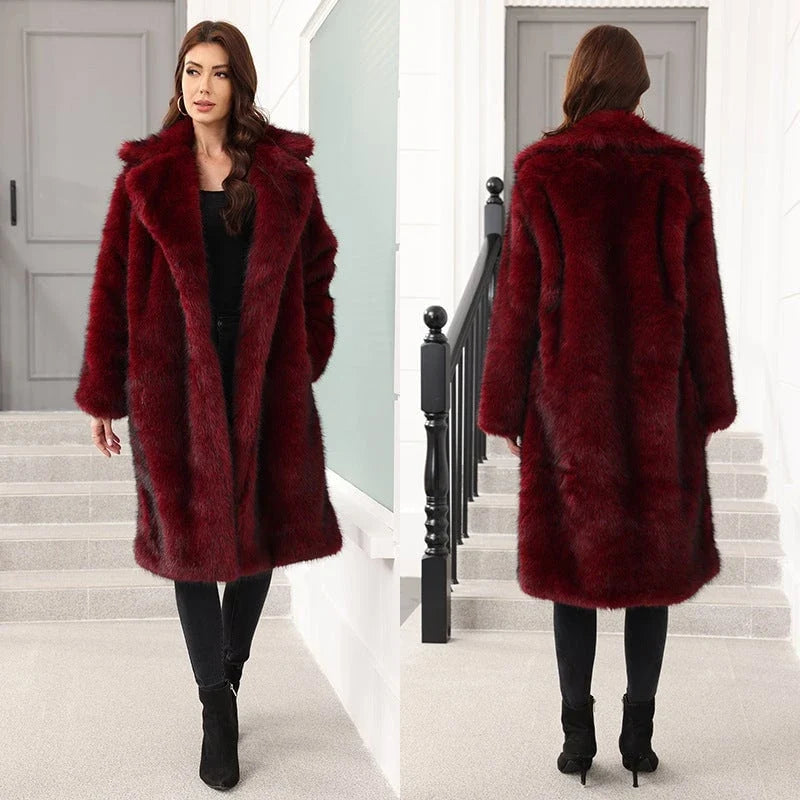 Oversized Faux Fur Coat with Hood for Women 1