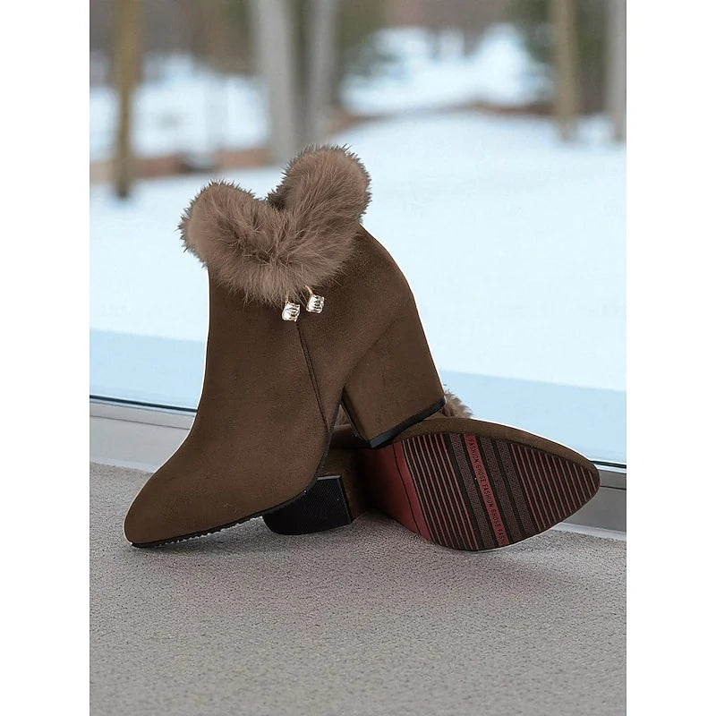 Pearl | Fur-Trimmed Block Heel Ankle Boots 2