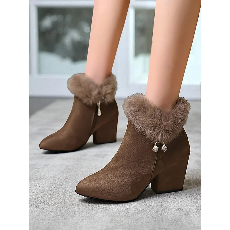 Pearl | Fur-Trimmed Block Heel Ankle Boots 3